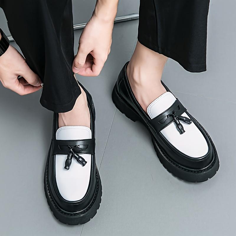 Versatile Black & White Tassel Men's Classic Loafers - Casual Shoes for ...