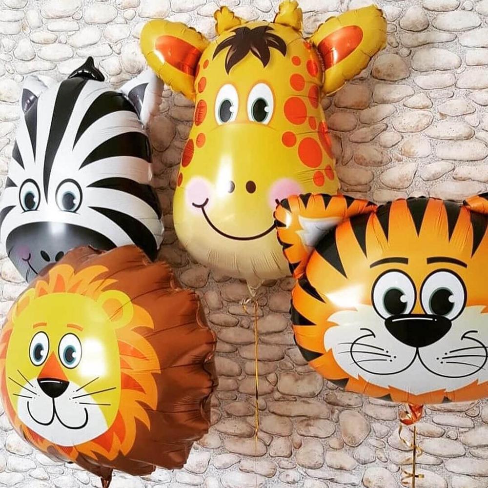 Safari Animals Happy Birthday Banner Pennant Foil Animal Balloons for Kids Jungle Safari Zoo Theme Party Decoration Supplies Toy