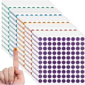 5000 count Number Stickers, 50 Sheets 1 to 100 Round Consecutive Self-Adhesive Vinyl Colored Labels, 0.4" Number  Inventory Stickers for Storage Organizing Toolbox Office Bins Lockers (Multicolor)