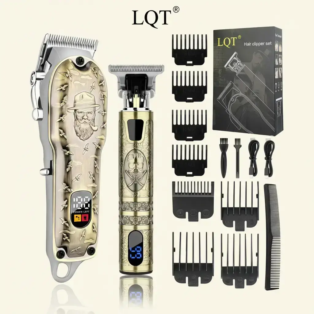 Professional Hair Clipper & Trimmer Set for Men, Cordless Hair Cutting Wireless Clippers USB Rechargeable Grooming Kit with 2000 mAh Lithium Battery, Barber Haircut & Detailing Clippers #GLOBAL PICKS