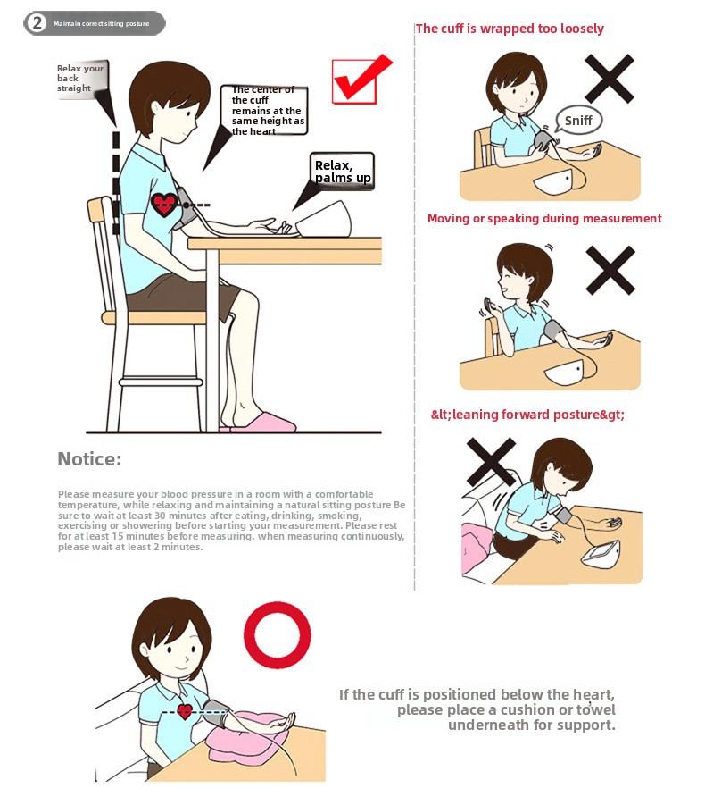 Fully Automatic Upper Arm Blood Pressure Monitor with Heart Rate Detection - Home & Medical Use  Intelligent Voice Broadcast