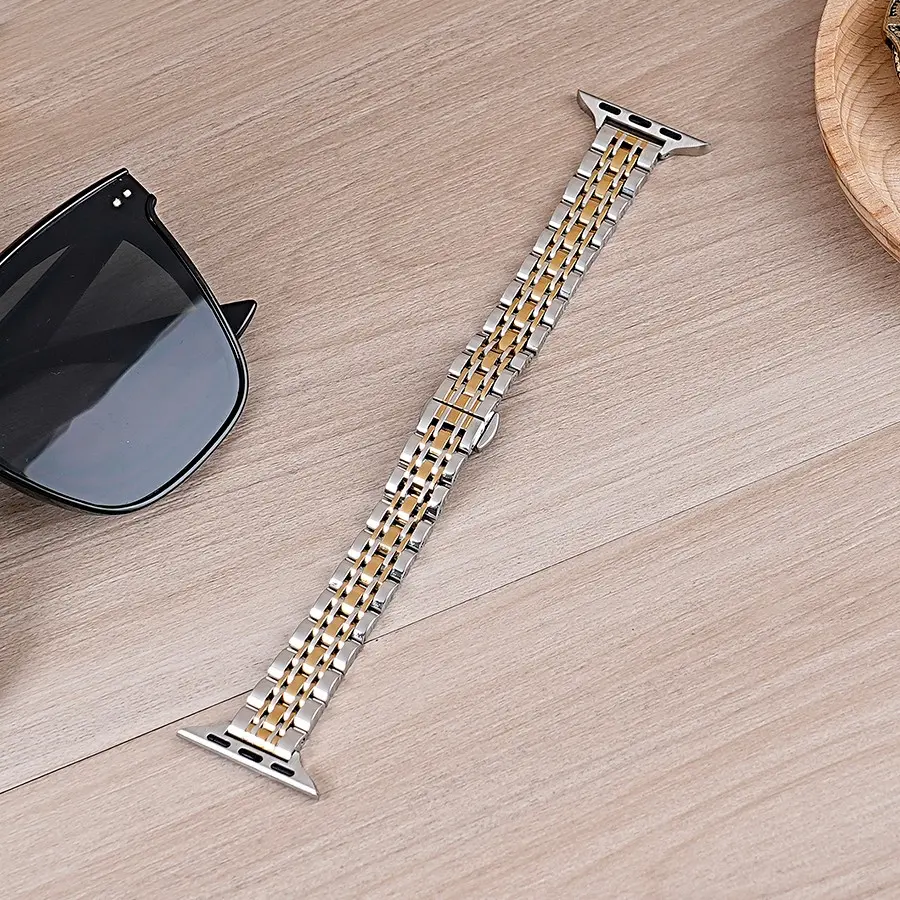 Women's Slim Stainless Steel Band for Apple Watch, Compatible with Series 1-11, 38mm-49mm, Best Gift for Girlfriend and Friends