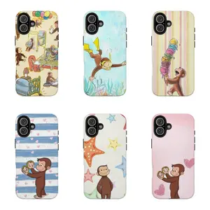 Cute Curious George Cartoon Print Phone Case,For iPhone 11 12 13 14 15 16 phone cases 17 pro max for Samsung S26 S25 S24 S23 S22 S21 phone Cases,Gifts For Fans Men Women,Phone Accessories