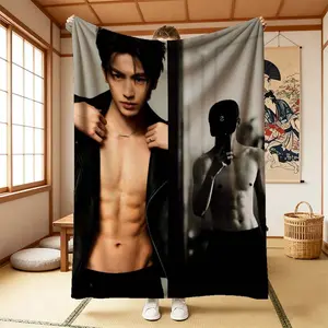 Double Abdominal Muscle Display Pattern Flannel Blanket - Digitally Printed Art Flannel Blanket, Soft and Warm, Reusable Nap Blanket, Perfect Gift for Valentine's Day, Easter, Ramadan, St. Patrick's Day, Halloween, and Christmas.