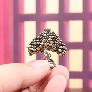 Creative Yuanbao Tree Collectible Mini Sculpture, Handmade Metal Feng Shui Decor, Mini Office Desk Statue, Fashion Home Decoration