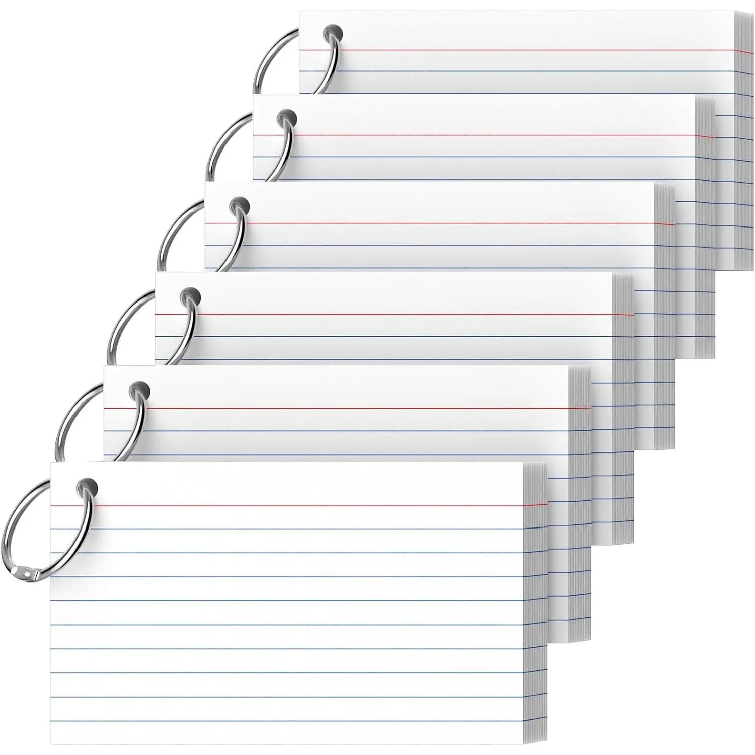 300 Count 3x5 Inch White Index Cards with Ring, 180GSM Lined College Ruled Flash Cards for Students, Teachers, Office, Home, SchoolGift