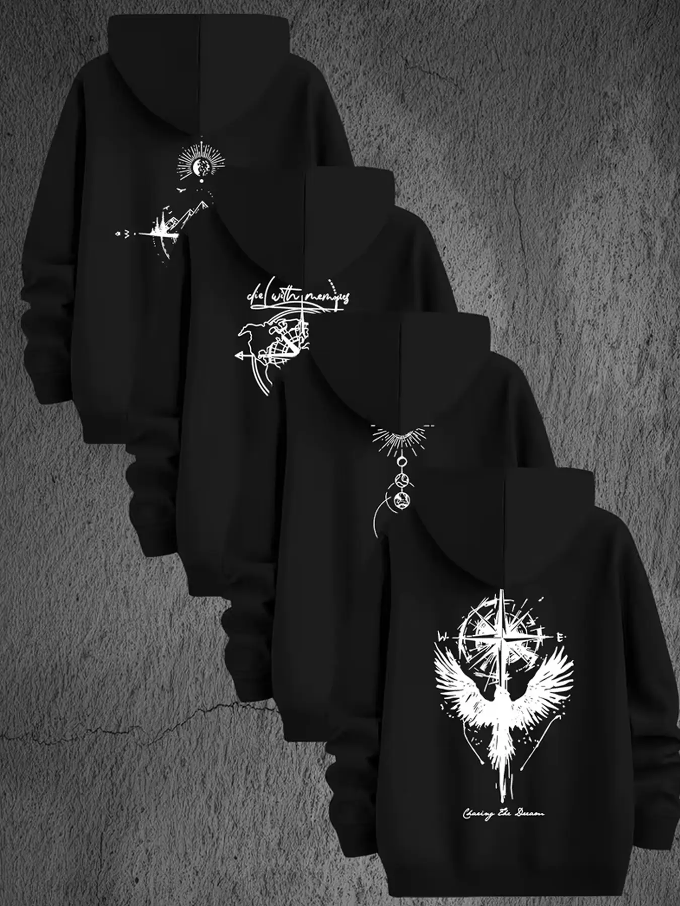 Men's Graphic Hoodie Multipack Outdoor Adventure Mystical Print Pullover Hoodies Black Casual Streetwear Nature Mountain Compass Eagle Graphic Everyday Wear #springsaledeals2026 #summeroutfits #outdoorfashion