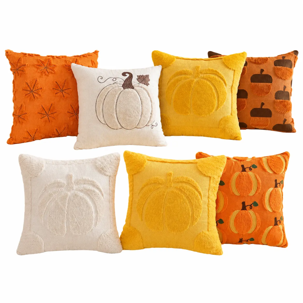 2026 Fall-Themed Orange Quilted Plush Pillow Cover - Reversible Slip, Soft Textured Halloween Home Decor, Cozy Tones & Warm Hues Cushion for Sofas, Living Room Accents, One-Piece
