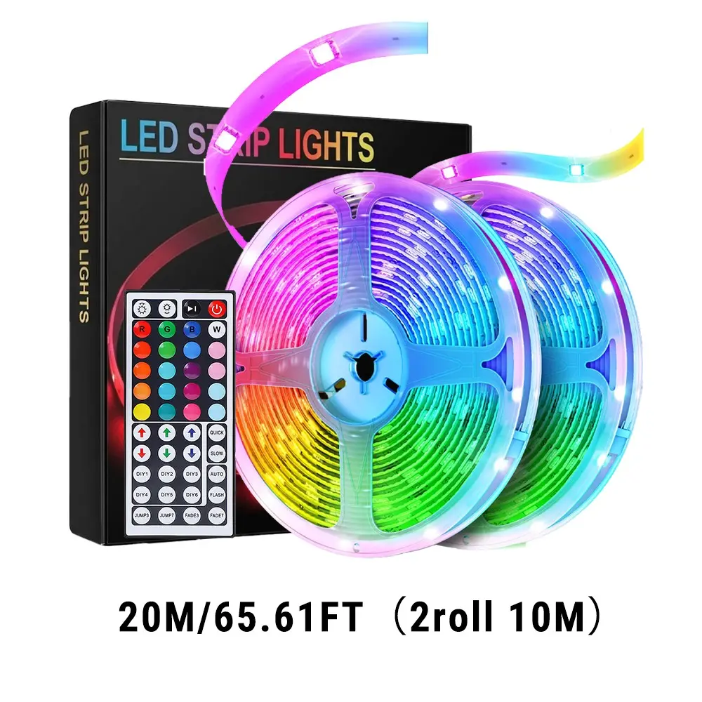 44 Key Controlled RGB LED Strip, DIY Custom Colors, Dimmable Color Changing Mood Light, Bedroom, TV Backlighting, Bedside & Party Decor