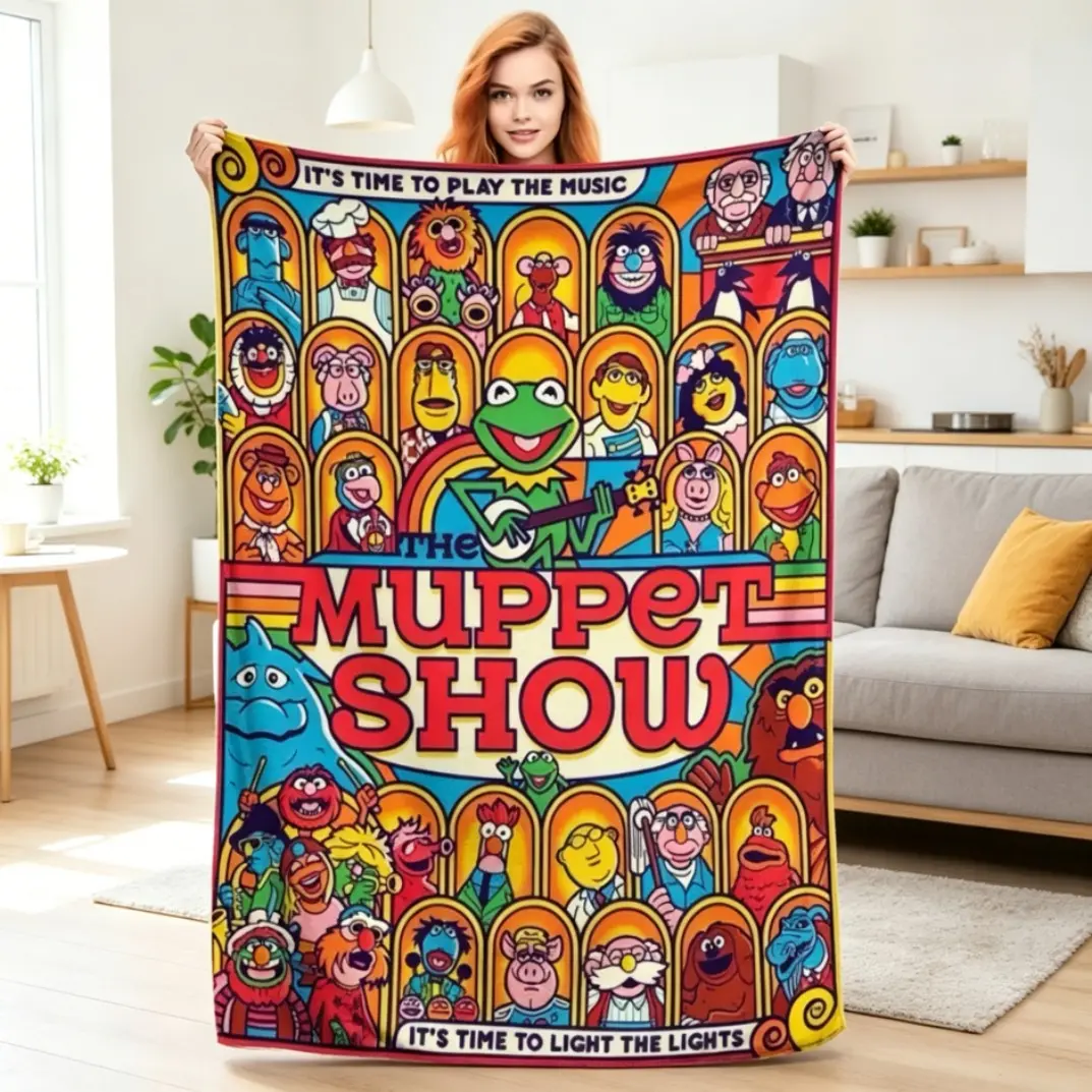 The Muppet Show Flannel Blanket, Super Soft Cozy Fleece Throw Blanket for Adults & Kids, Warm Lightweight Plush Blanket for Sofa Bed Couch Travel Home Decor, Fan Collection Holiday Gift