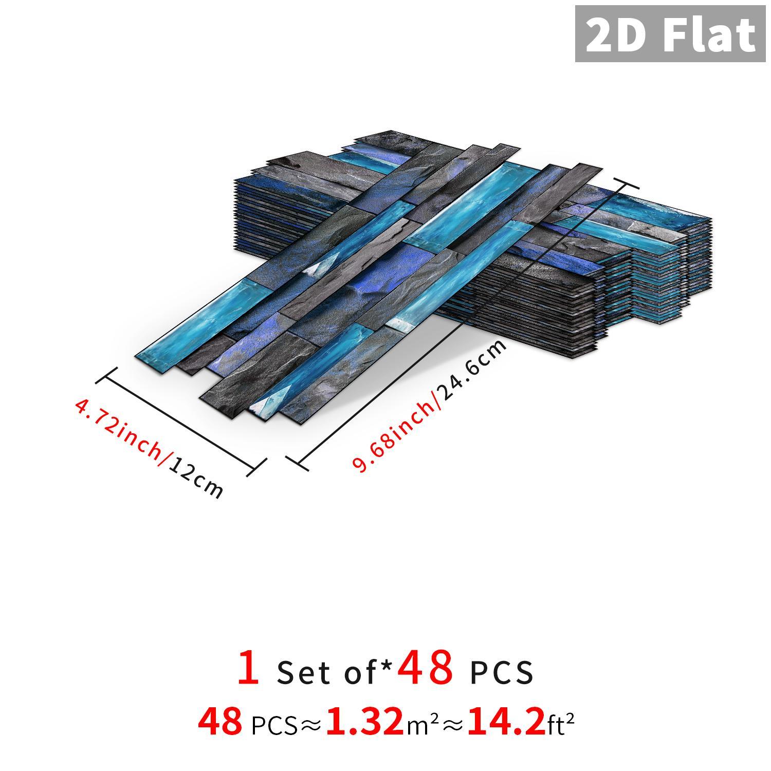 12/24/48 Sheets Tile Stickers,High Quality Look, DIY Easy,Striped Marble Peel & Stick Tile Stickers - Waterproof Wall Sticker Square Backsplash For Kitchen Bathroom Home