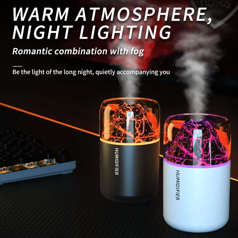Mini Humidifier for Bedroom, Portable Cool Mist Air Humidifier with LED Night Light, Quiet USB Desktop Humidifier for Home, Office, Car, Study Room, Small Space, Decorative Mist Maker
