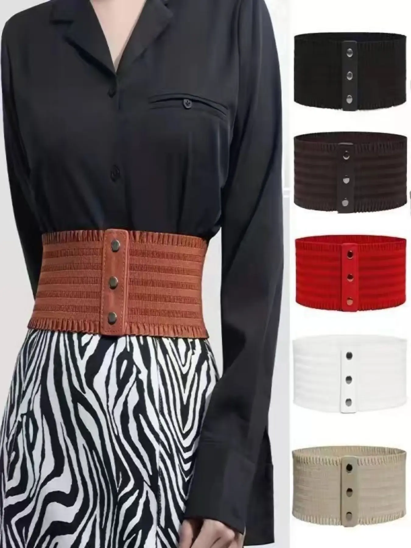 Women's Elastic Wide Waist Belt, Vintage Classic Versatile Dress Coat Belt, Jeans Cinch Strap, Fashion Accessory for All Seasons