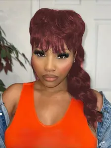 Mullet Wig Body Wave Human Hair Wig for Women Full Machine Made Wig 150% Density 18Inch