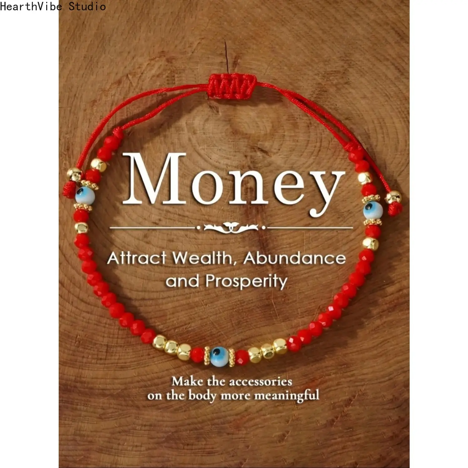 Bohemian Crystal Charm Bracelet, Gold Tone Stackable Bangle for Adults with Red Beads & Blue Evil Eye, All-Season Protection Amulet Gift Idea, Glass Bead, Wristwear, Evil Eye Charm, Unique Crystal Bead