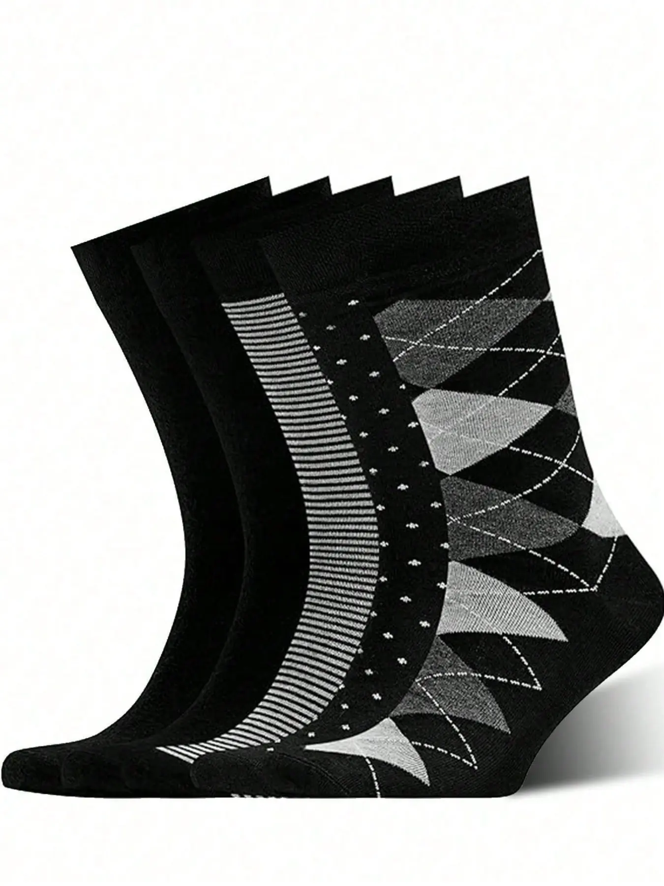 5 Pairs Men's High Top Socks, Solid Color, European Size, Long Tube Socks, Anti-Odor, Thick Winter Business Shoes Socks, Comfortable Soft