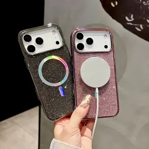 Compatible with iPhone 17ProMax/16pro/15/S26Ultra/S25Plus/s24 Colorful Rhinestone Magnetic Phone Case HNZ0210