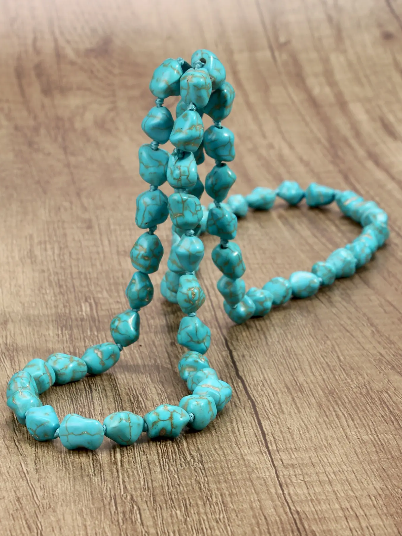 Boho Irregular Synthetic Turquoise Long Necklace, Vintage Simple Sweater Chain, Ethnic Jewelry Gift, Unique Fashion Accessory