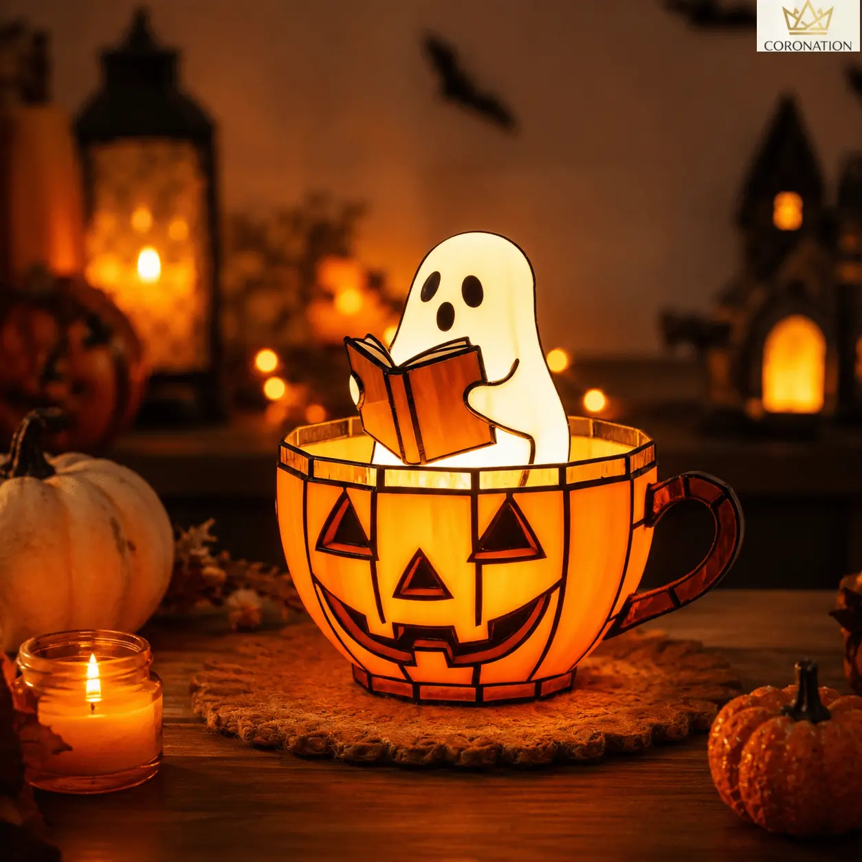Halloween Pumpkin Ghost Night Light, Cute Spooky LED Lamp with Warm Glow, Aesthetic Fall Holiday Decor for Bedroom Nightstand, Cozy Desk Ornament, Halloween Party Decoration, Unique Gift for Kids, Friends & Home Lovers