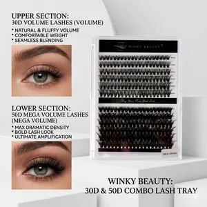 240pcs Individual Cluster False Eyelashes, 30D/50D Mixed Density, 9-16mm Length, Natural/dramatic Look, Reusable, Suitable for Beginners