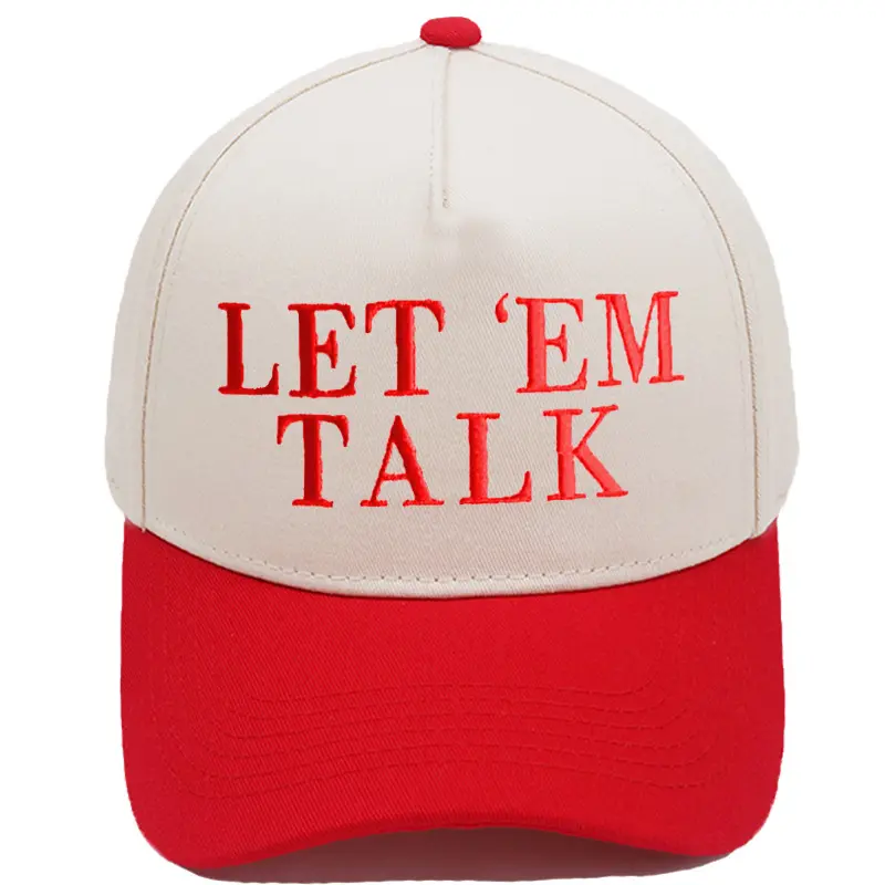 "LET 'EM TALK" Main Character Energy Graphic Baseball Hat, Bold Statement Embroidered Cap, Casual Streetwear Motivational Sassy Accessory for Daily Use, Hats, Motivation, Letters, Large Print, Adults, Baseball Cap, High Quality Hat, Say My Name Hat tiktok