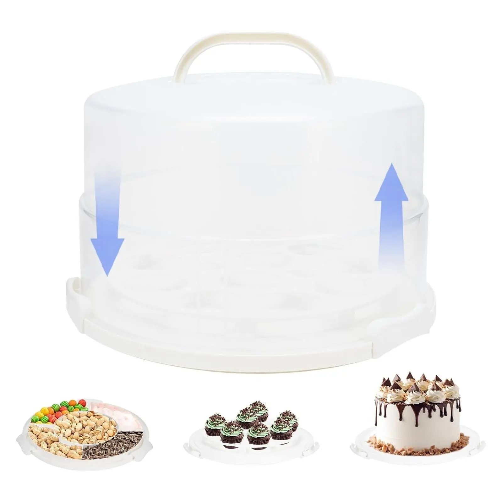 12 Inch Cake Carrier with Lid and Handle – Heavy-Duty Cake Container for Baking Events & Outdoor Trips | Adjustable Height, Portable Food Cake Carrier Storage Solution for Picnics & CampingGift