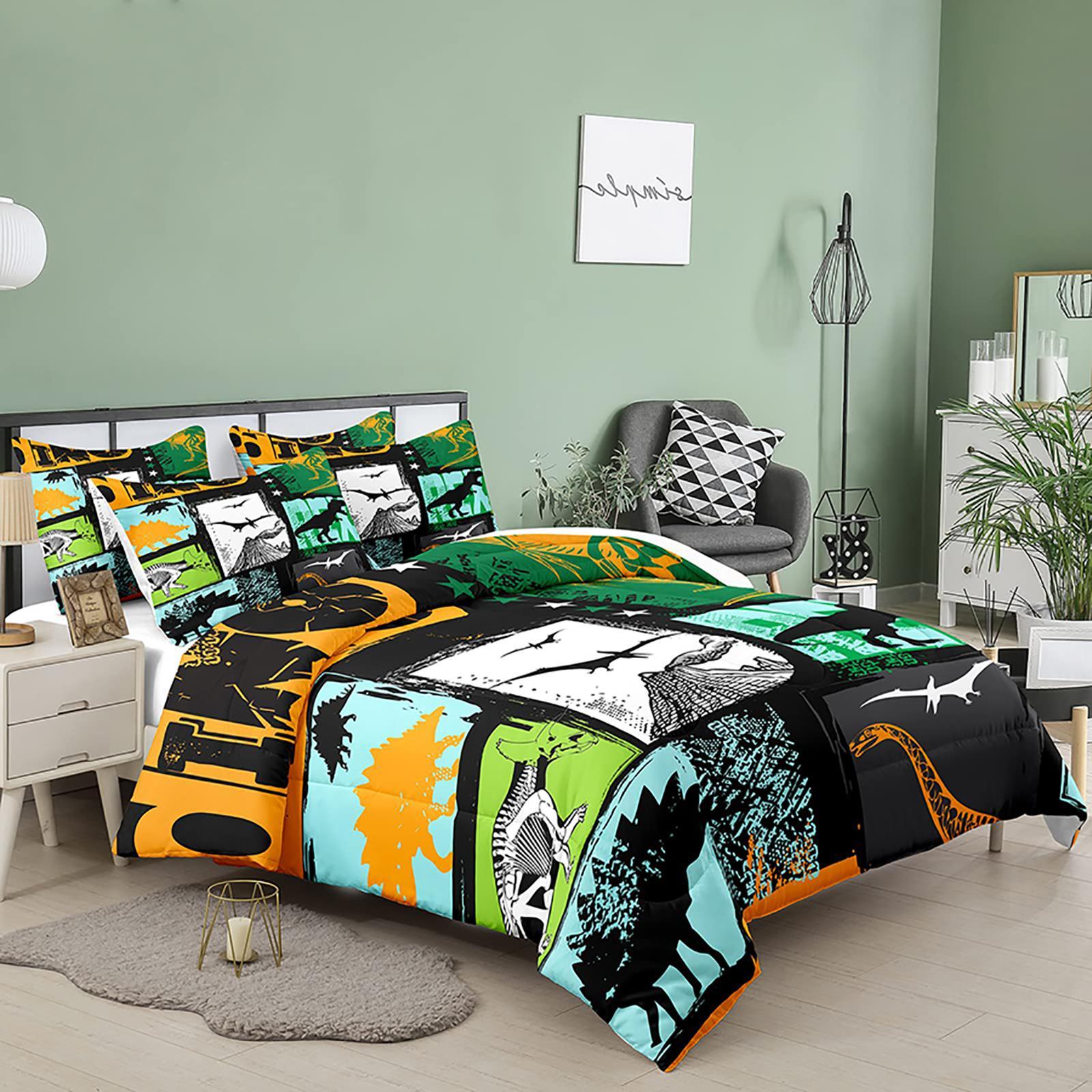 Dinosaur Pattern Bedding Set, 2/3 Counts/set Including 1 Count Comforter & 1/2 Counts Pillowcase without Filler, Soft Comfortable Bedding Set for Home Bedroom, Quilt Bedding Set