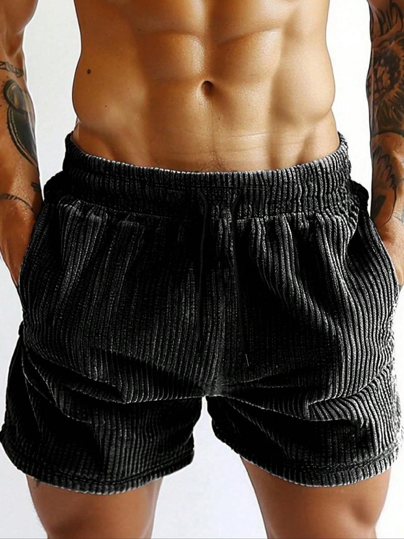 Men's Regular Fit Ribbed Shorts, Casual Comfy Breathable Shorts for Summer, Men's Bottoms for Daily Wear