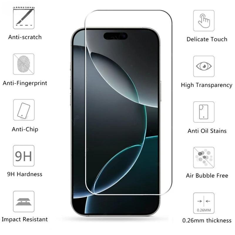 3-Pack HD Clear Tempered Glass Protective Screen Protector, Phone Screen Protectors, Compatible with iPhone 17 16 15 14 13 12 11 Pro Max, Smartphone, Full Coverage, 9h Hardness, Bubble-Free, Installation