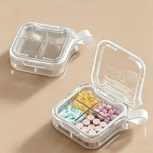 1 Pack Portable Mini Sealed Pill Organizer , 4-Compartment Weekly Medicine Box, Leak-Proof Travel Pill Dispenser for Home and Outing Use