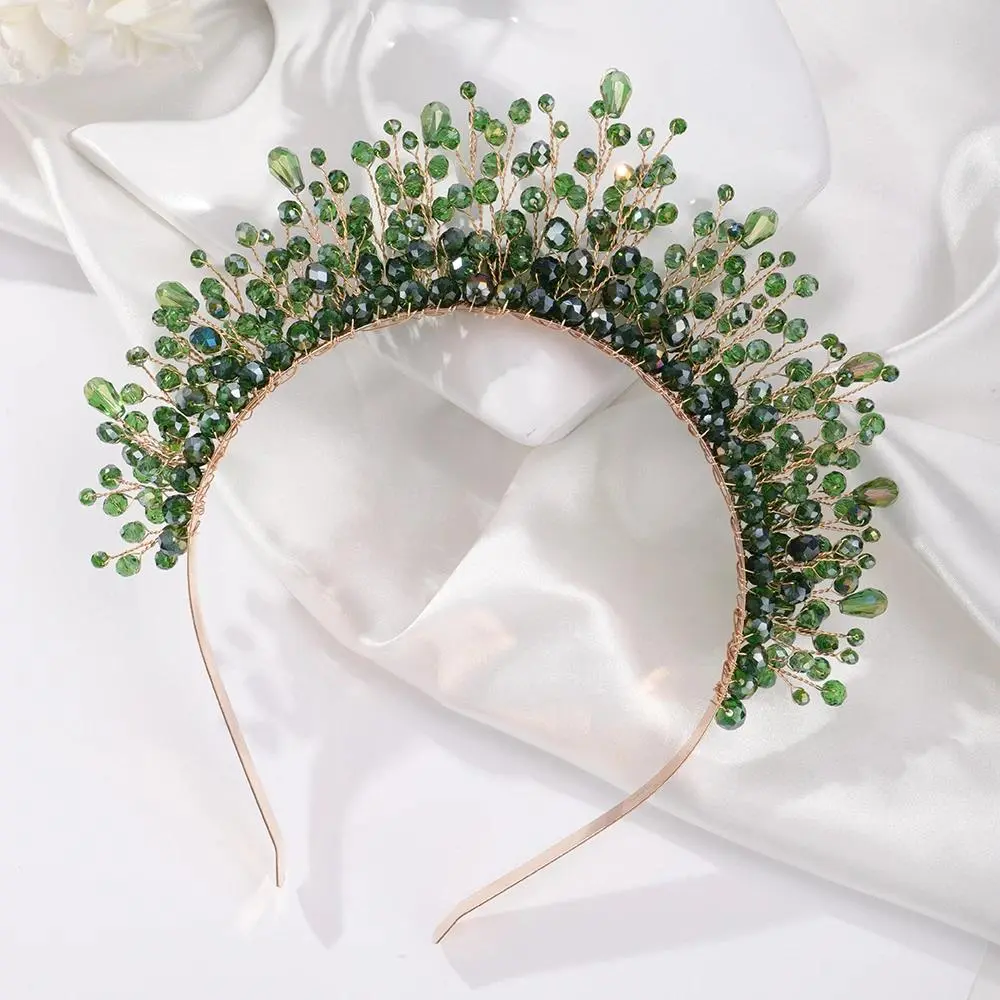 9Colors Crystal Bridal Crown Headband Silver Diamonds Luxury Crystal Brides Headpiece Handmade Party Wedding Hair Accessories, Female Wear, Metal Base