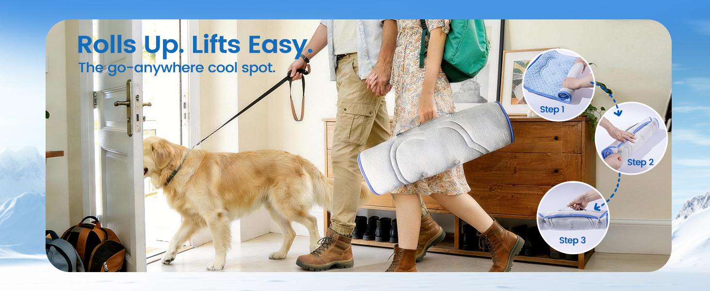 Dog Cooling Mat, Thick Cooling Mat for Extra Large Dogs with PCM & Thermochromic Tech, Dual-Sided Durable Waterproof Cool Dog Bed Mat, Q-Max>0.5, Machine Washable, Non-Toxic - XL(31" x 43")