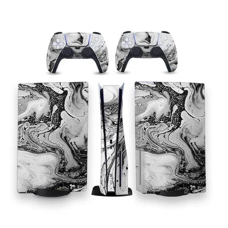 Ps5 CD Drive Vinyl Sticker, Full Coverage Marble Texture, Waterproof Removable, Controller Protection, Game Console Decorative Accessory, Marble Stickers