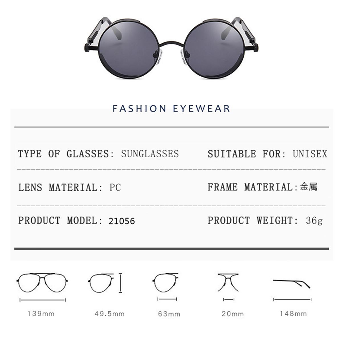 Retro Punk Round Sunglasses for Men & Women, Vintage Gothic Reflective Shades with Side Shield Detail, UV400 Protection for Streetwear & Everyday Wear