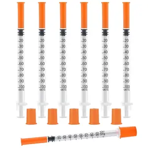 Plastic Lab Liquid Measurement Syringes, U-100-31G, 1cc/mL, 1/4" (6mm), Individually Wrapped (Pack of 20)