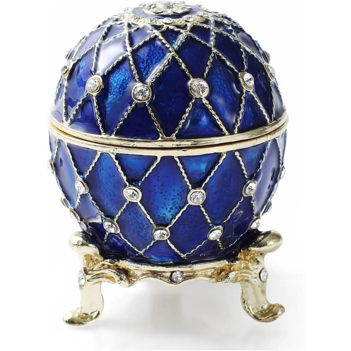 Hand Painted Trinket Box Enamel Faberge Egg   Box Easter Egg Hinged Metal  Organizer Decorative Treasure Box  Gifts