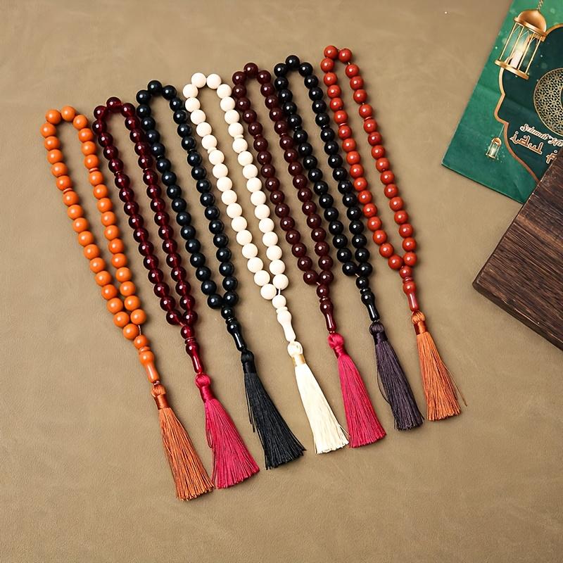 [Large Beads 33pcs] Acrylic Large Beads 33pcs 12mm Wooden Imitation Tassel Prayer Muslim Arabic Bracelet
