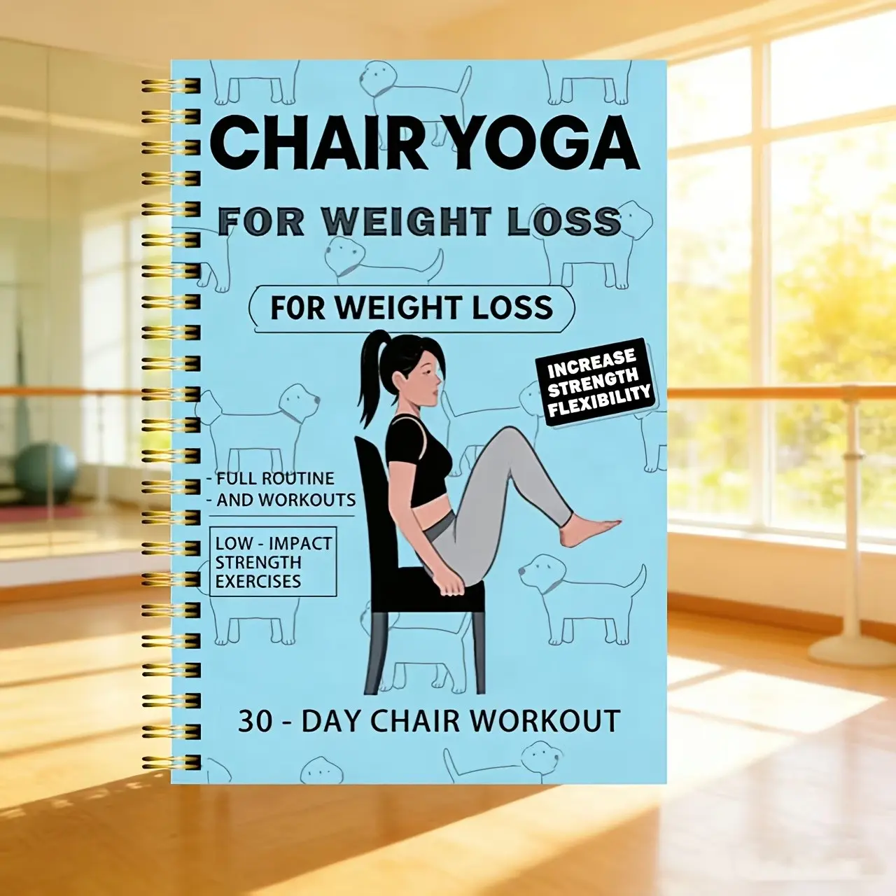 30-Day Seated Yoga Weight Loss Plan and Journal, 50-Page Illustrated Guide, Daily Practice, Diet Plan, Progress Tracking, Compact Size