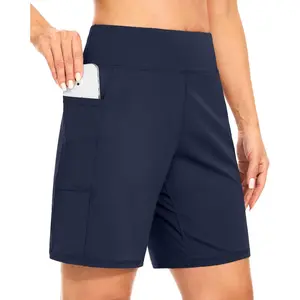 Women's 7" Bermuda Shorts with Pockets High Waisted Stretch Athletic Long Shorts for Women Workout Casual(Gift)