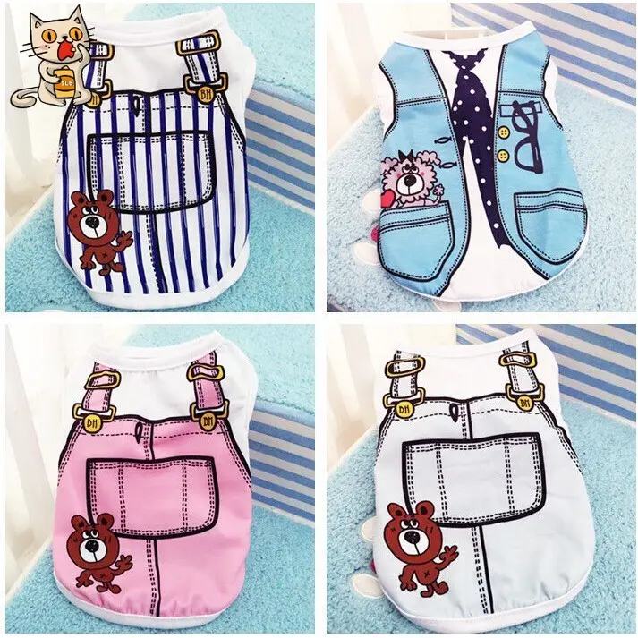 Pet Clothes Cute Dog Cat Kitten Shirt Baju Kucing Baju Anjing Comel Baju Raya Pet Dog Sleeveless Clothes Cat Thin Cute Clothes