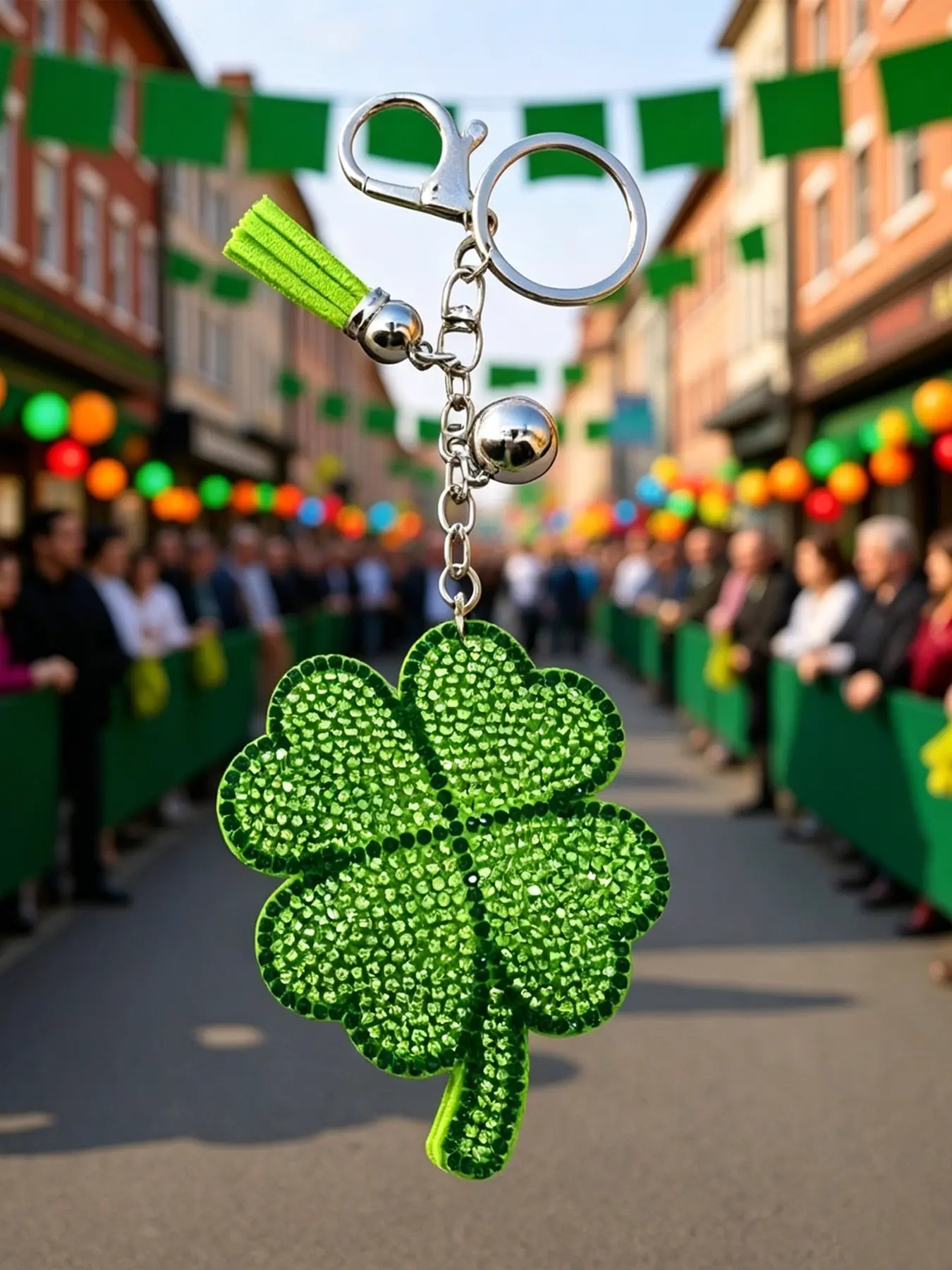 Full Rhinestone Clover Keychain, Flannel-Backed Anti-Scratch Bag Charm, Floral Plant Keychain, Women's Bag Pendant Accessory, Ideal Holiday Gift for Her