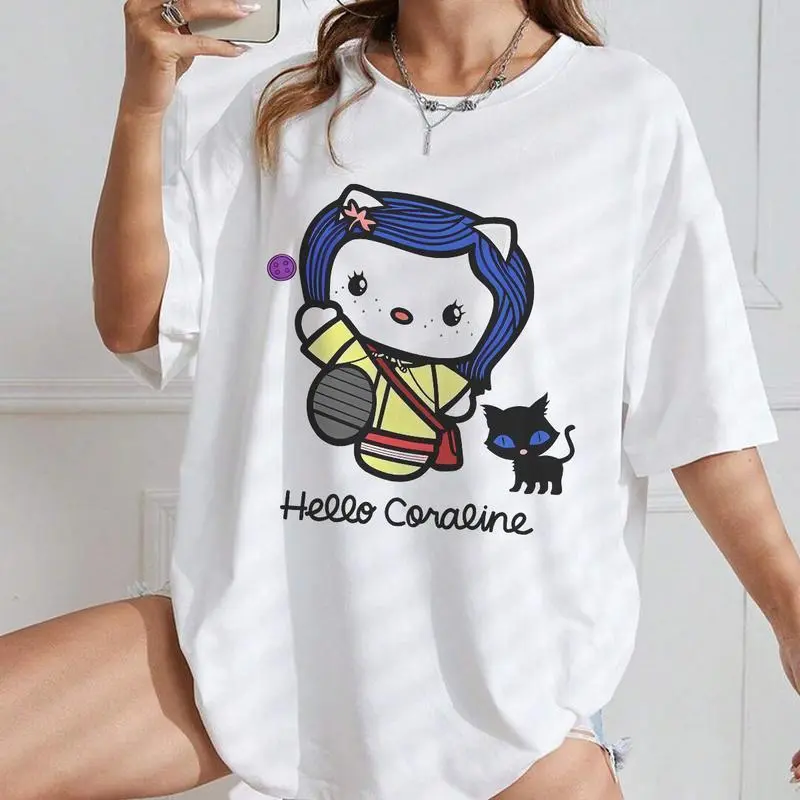 Unisex Coraline 100% Cotton Casual Wear Sweatshirt - Cartoon Print, Round Neck, Relaxed Fit, Breathable Sports Top