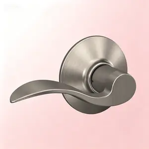 Satin Nickel Passage Door Lever for Hall and Closet, Privacy Lock Function, No Keys Required, Interior Handle with Accent Style, Easy Installation, Reusable Hardware, Pack of 1