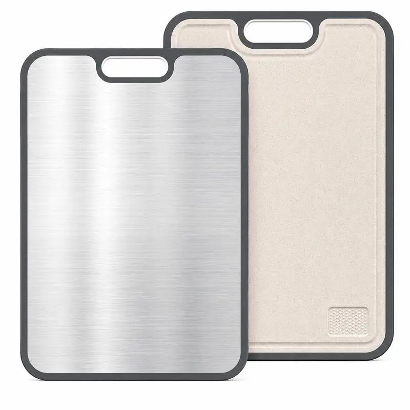 【Deals for You】Square Chopping Board, 15.54\"×10.63\" Large Titanium Cutting Board with Wheat Straw PP Material, Food-Safe, Bacteria-Free, Grip Design, Scratch-Resistant, Easy-to-Clean, Durable for Meal Prep & Garlic Prep Kitchen Use