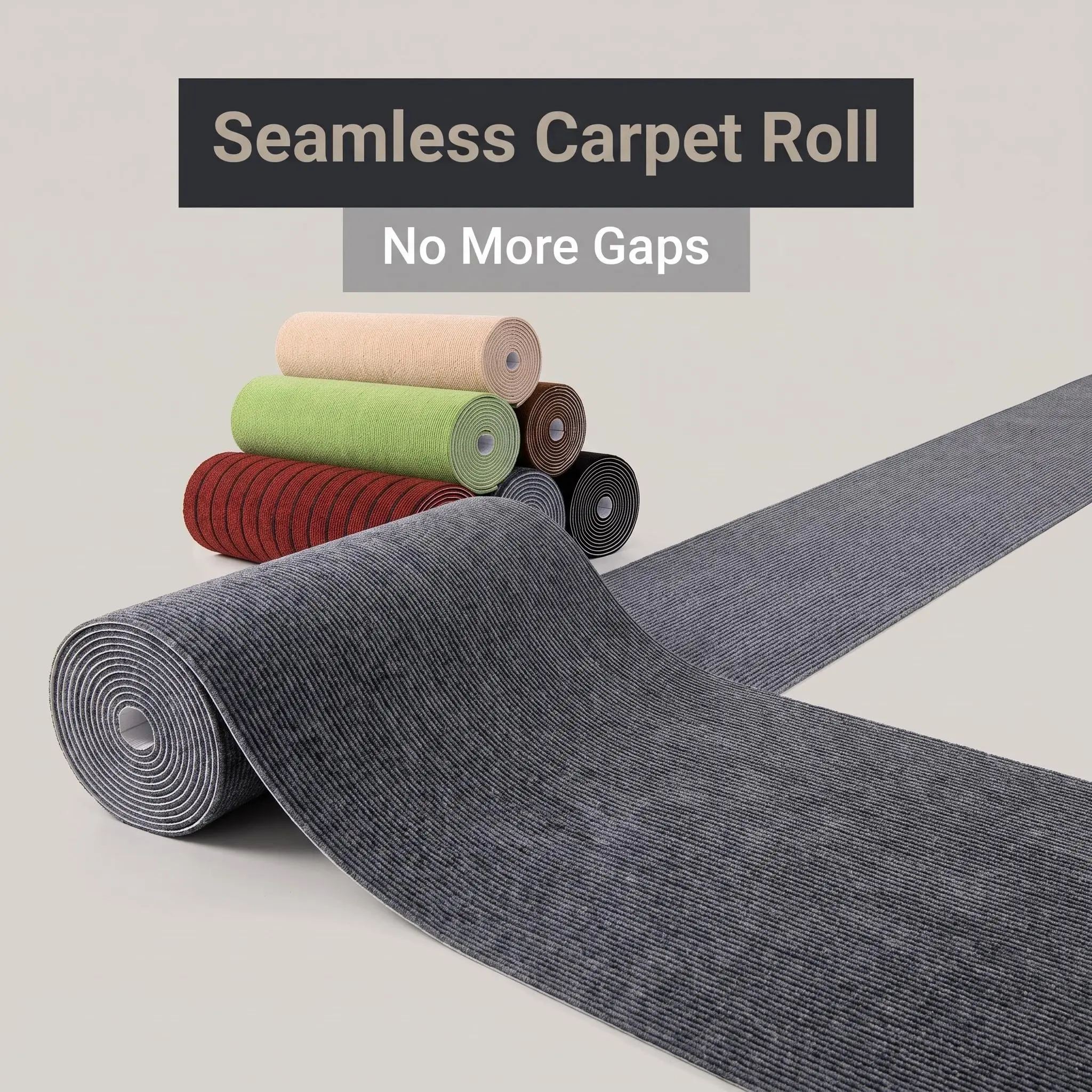 Self-Adhesive Carpet Roll, No Splicing Gaps, Full Length Rug, Non-Damaging Floor Mat, Easy to Cut & Install, 3 Sizes Available