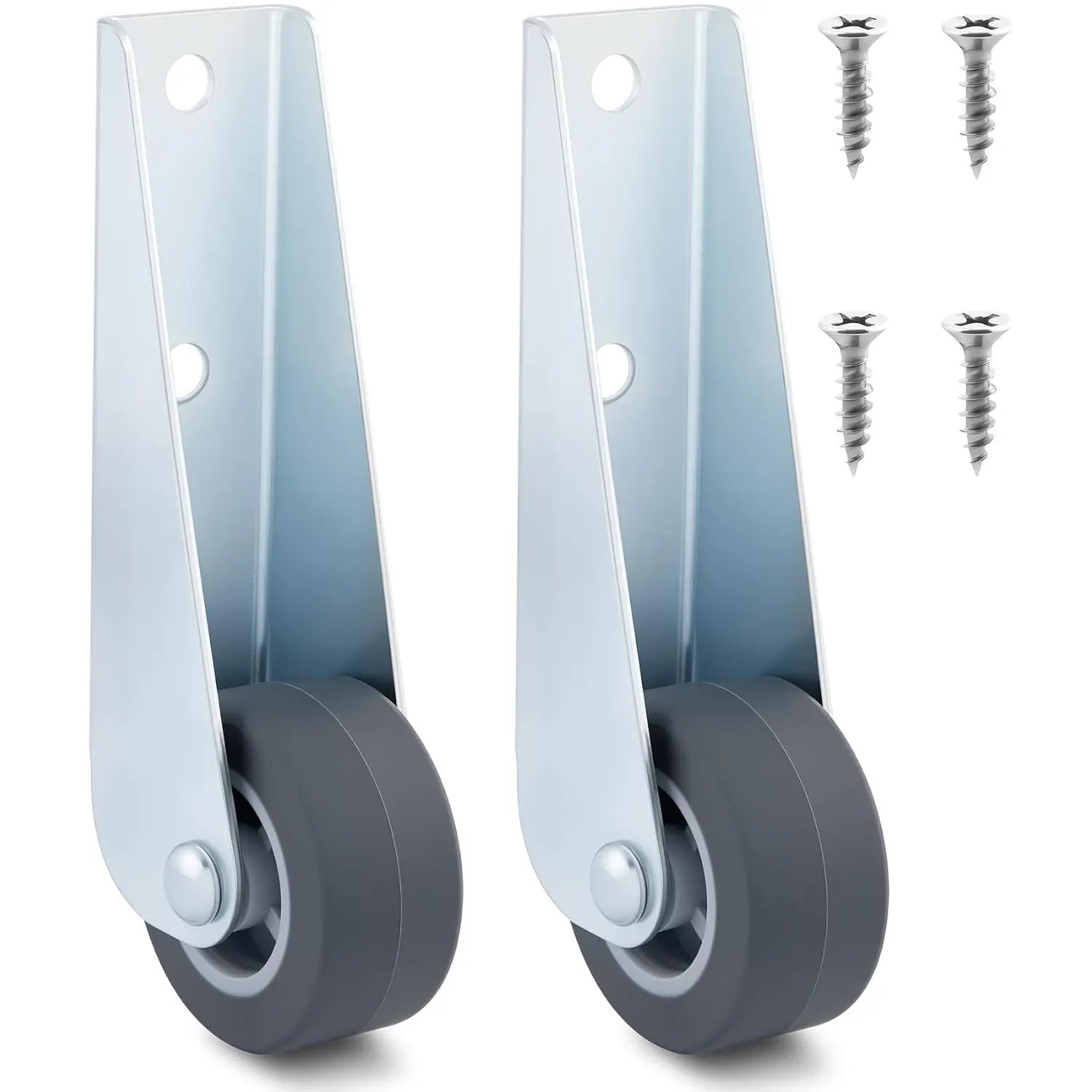 2-Count Rubber Swivel Gate Caster Wheels - 1.6 in Pulley Type, Non-Slip, for Gates & Doors, Garden Fences, Furniture