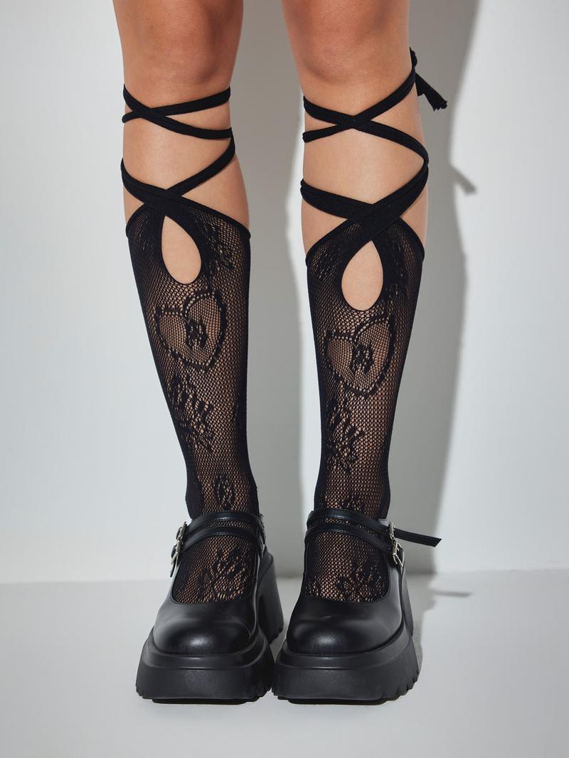 Cider [2 colors, size One Size-One Size] Lace Up Over the Calf Socks