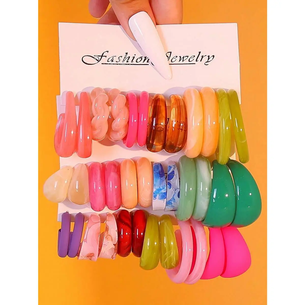 C-Shape Hoop Earrings Set for Women, 6-12 Piece Boho Leopard Print & Multicolor Acrylic Resin for Daily Wear, Animal, Combo, Female, Animal Print, Accessories Bundle Earrings