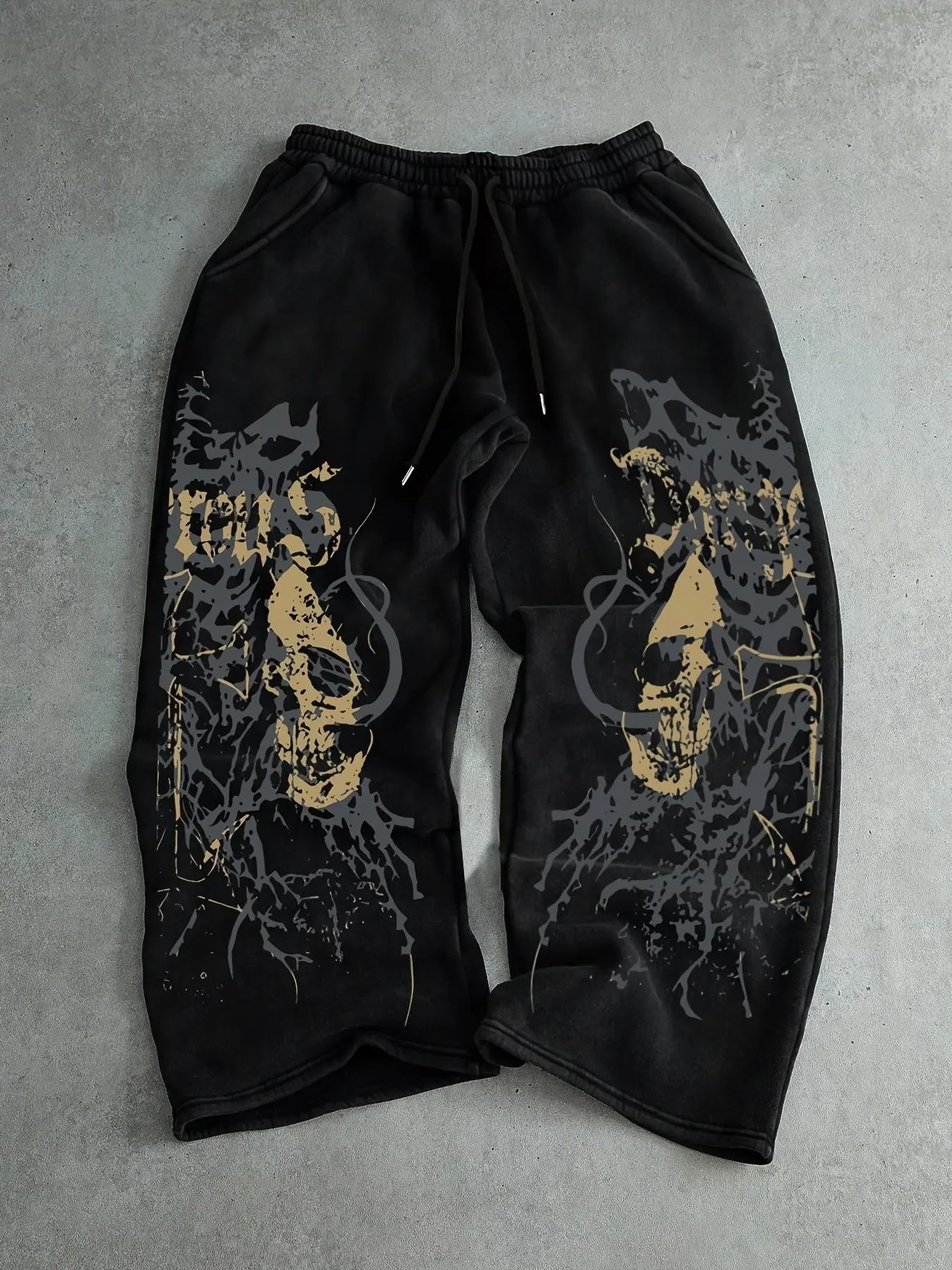 Unisex Y2K Grunge Skull Print Baggy Sweatpants Heavyweight Retro Joggers Skater High Street Trend Fashion OOTD Casual Lounge Pants