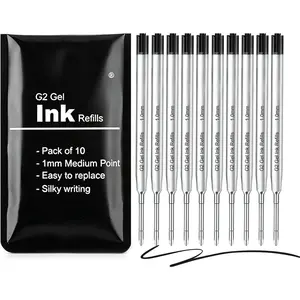 Pack of 10 Replaceable Ballpoint Pen Refills, G2 Gel Ink Refills,1mm Medium Point,Twist Pen Refill,Ball Point Pen Refills,Ink Refills for Pens,Black Ink Refills
